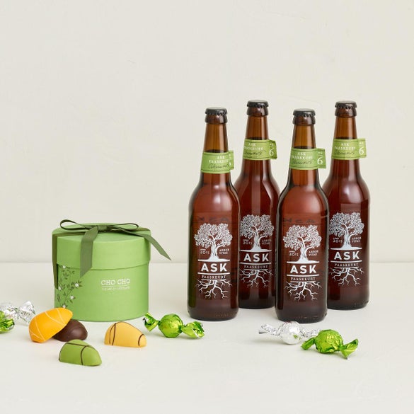 Påskehilsen med ASK øl og CHO CHO forårsæske med chokolade